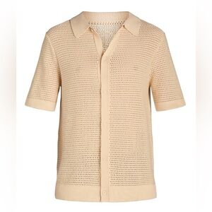 NWT - Open Knit Button Down Refined Sweater Polo